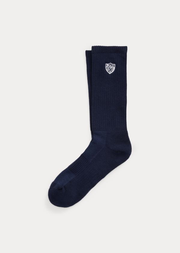 Skarpetki Ralph Lauren Polo Crest Crew Socks Męskie Granatowe | XGMD3614