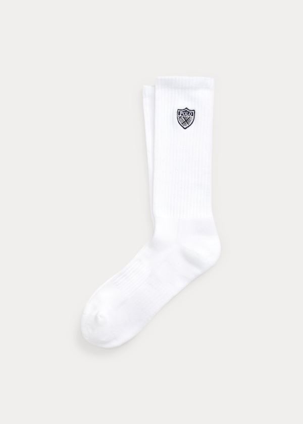 Skarpetki Ralph Lauren Polo Crest Crew Socks Męskie Białe | NSXN5545