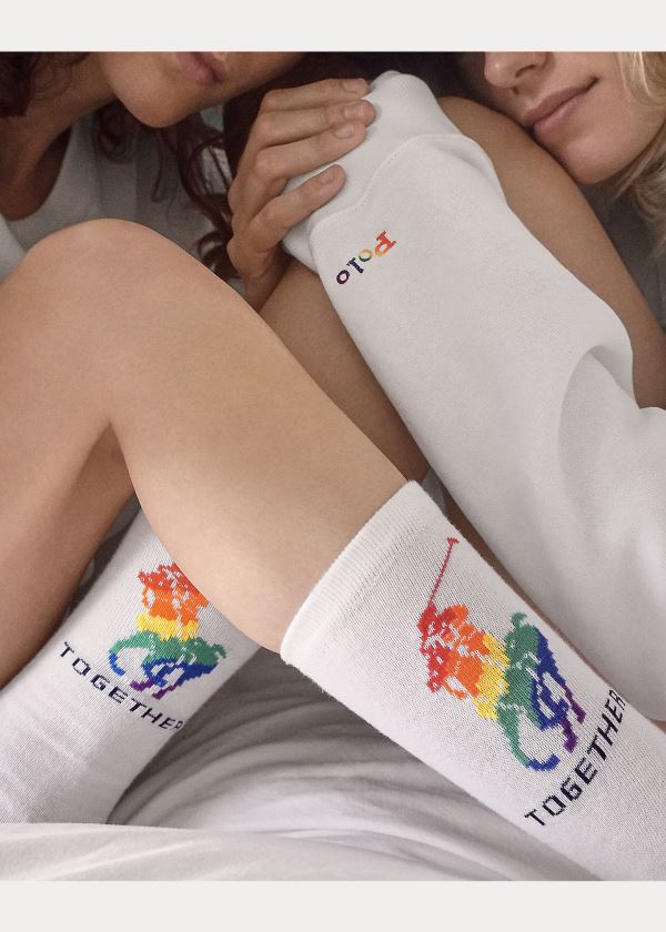 Skarpetki Ralph Lauren Pride Cotton-Blend Socks Męskie Białe | WNXI4284