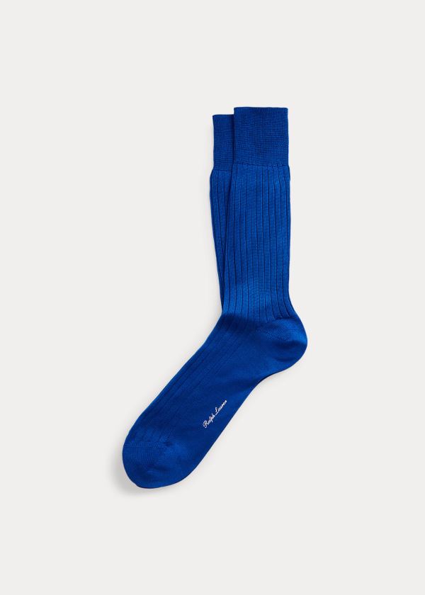 Skarpetki Ralph Lauren Rib-Knit Cotton Socks Męskie Czarne | CVQO1659