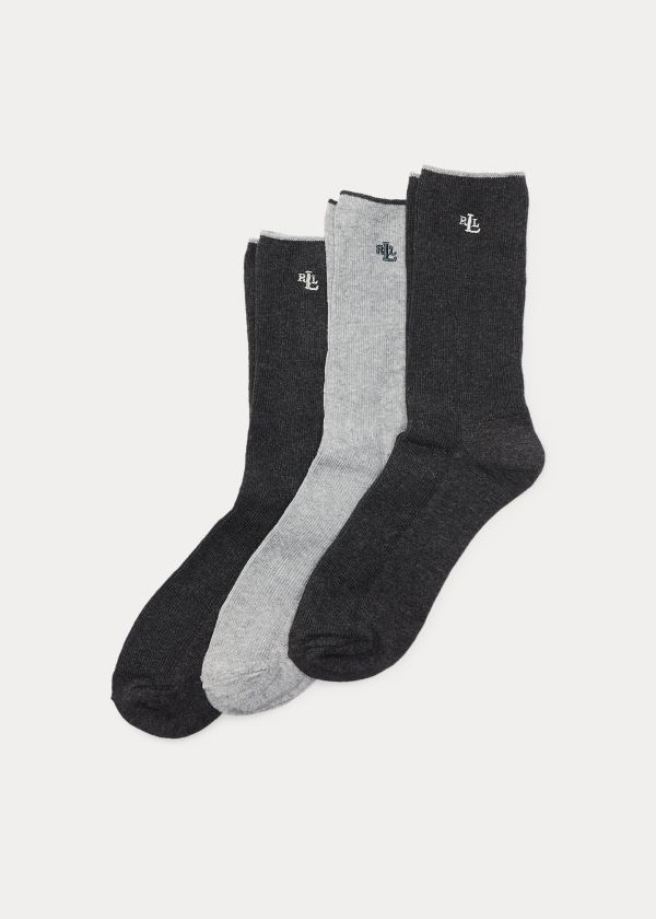 Skarpetki Ralph Lauren Ribbed Trouser Sock 3-Pack Damskie Jasny Szare | IGDL6353