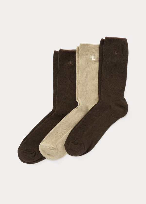 Skarpetki Ralph Lauren Stretch Trouser Sock 3-Pack Damskie Ciemny Brązowe | JIXT4268