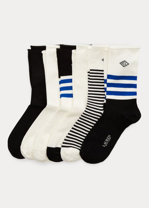 Skarpetki Ralph Lauren Striped Roll-Top Sock 6-Pack Damskie Kolorowe | YQBG9486