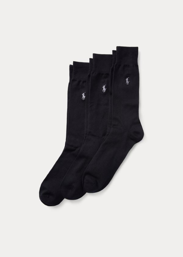 Skarpetki Ralph Lauren Supersoft Trouser Sock 3-Pack Męskie Czarne | QREU1308