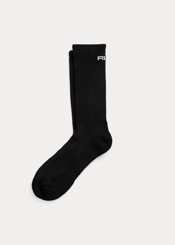 Skarpetki Ralph Lauren Wool-Blend Crew Socks Męskie Czarne | OMXF4394