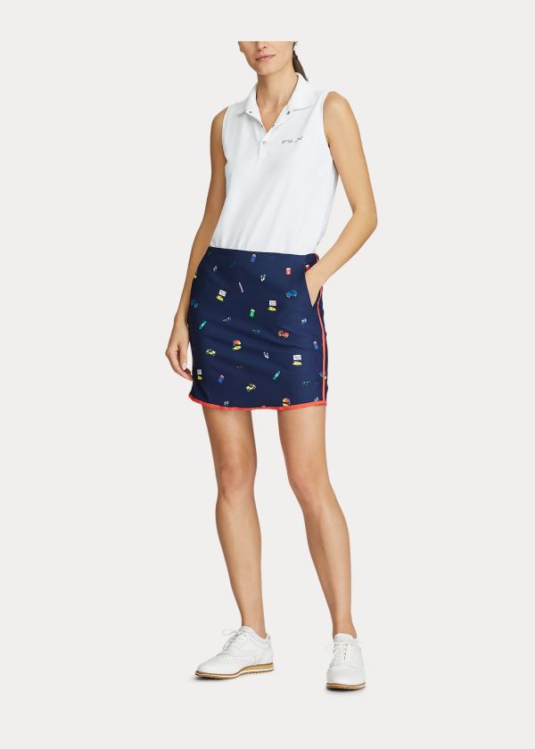 Spódnice Ralph Lauren Beach-Print Golf Skort Damskie Granatowe Kolorowe | OGMQ7548