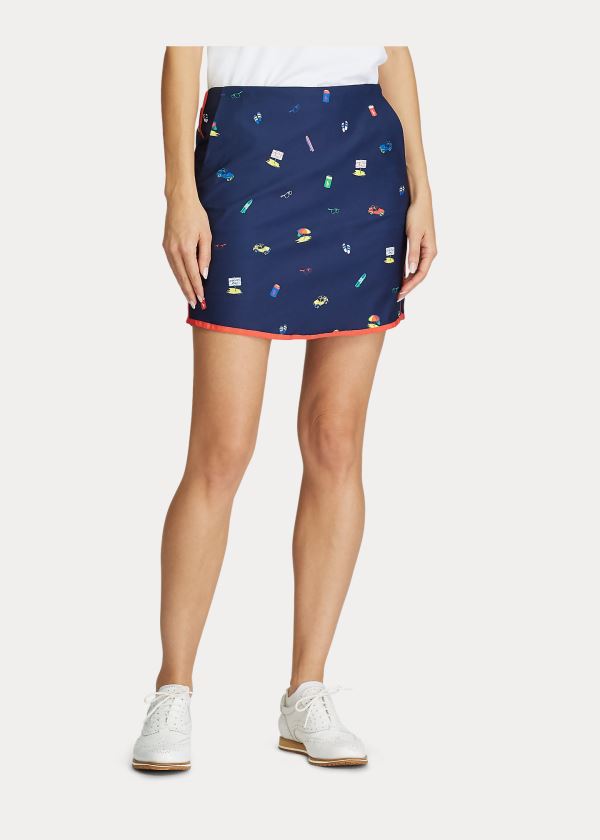 Spódnice Ralph Lauren Beach-Print Golf Skort Damskie Granatowe Kolorowe | OGMQ7548