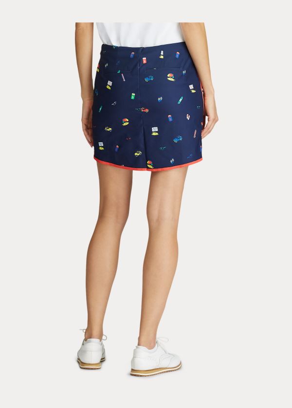 Spódnice Ralph Lauren Beach-Print Golf Skort Damskie Granatowe Kolorowe | OGMQ7548