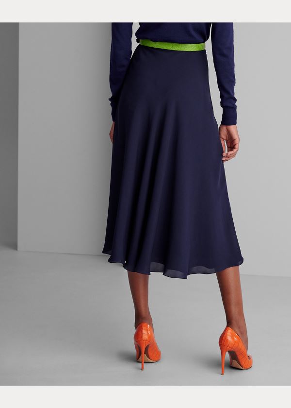 Spódnice Ralph Lauren Cailyn Silk Skirt Damskie Jasny Granatowe | IHRA8890