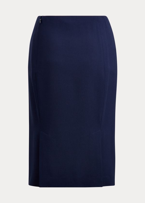 Spódnice Ralph Lauren Cindy Stretch Wool Crepe Skirt Damskie Granatowe | KSHC6981