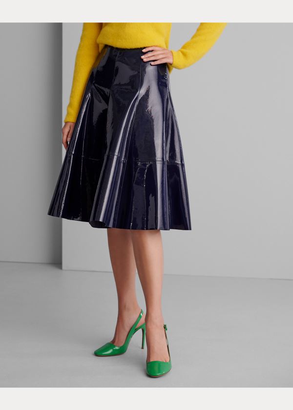 Spódnice Ralph Lauren Clyde Patent Leather Skirt Damskie Granatowe | BQWP3610