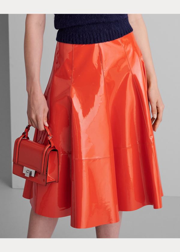 Spódnice Ralph Lauren Clyde Patent Leather Skirt Damskie Pomarańczowe | PSMV6034