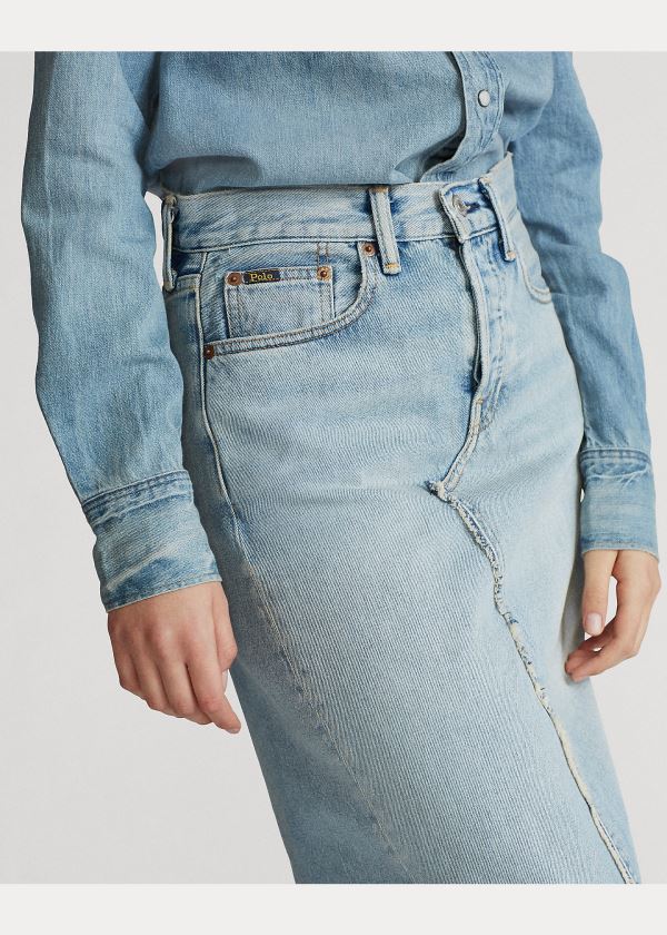 Spódnice Ralph Lauren Denim Skirt Damskie Głęboka Indygo | YGXA9524