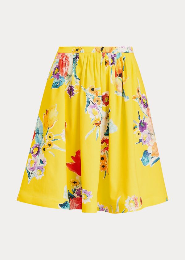 Spódnice Ralph Lauren Emilia Floral Cotton Skirt Damskie Żółte Kolorowe | LFRQ6954