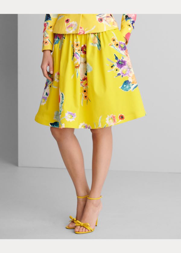 Spódnice Ralph Lauren Emilia Floral Cotton Skirt Damskie Żółte Kolorowe | LFRQ6954