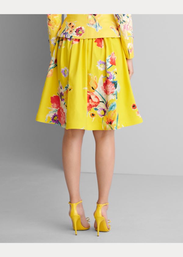 Spódnice Ralph Lauren Emilia Floral Cotton Skirt Damskie Żółte Kolorowe | LFRQ6954