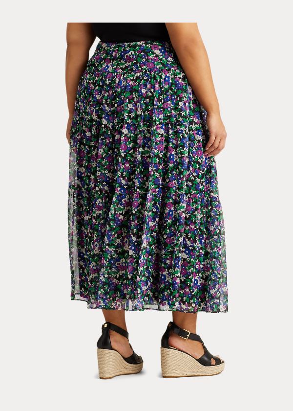 Spódnice Ralph Lauren Floral Tiered Peasant Skirt Damskie Czarne Kolorowe | CTUR8699