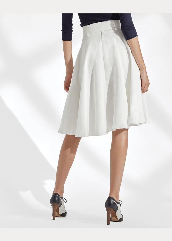 Spódnice Ralph Lauren Madelyn Linen Skirt Damskie Białe | NMRX2931