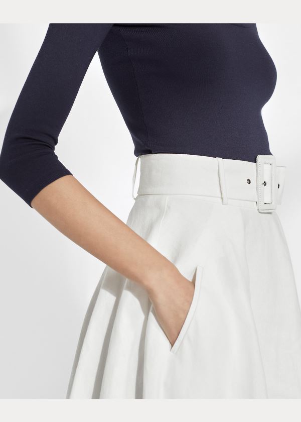 Spódnice Ralph Lauren Madelyn Linen Skirt Damskie Białe | NMRX2931