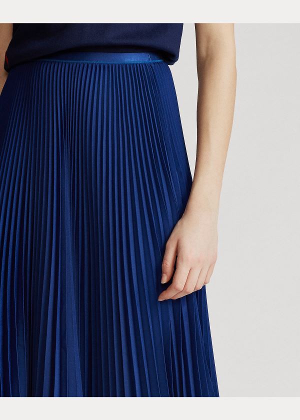 Spódnice Ralph Lauren Pleated Midi Skirt Damskie Granatowe | NXTZ7044