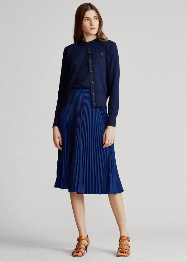 Spódnice Ralph Lauren Pleated Midi Skirt Damskie Granatowe | NXTZ7044