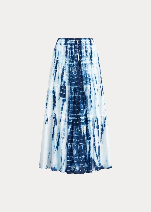 Spódnice Ralph Lauren Tie-Dye Tiered Peasant Skirt Damskie Niebieskie Kolorowe | ZLJF9256