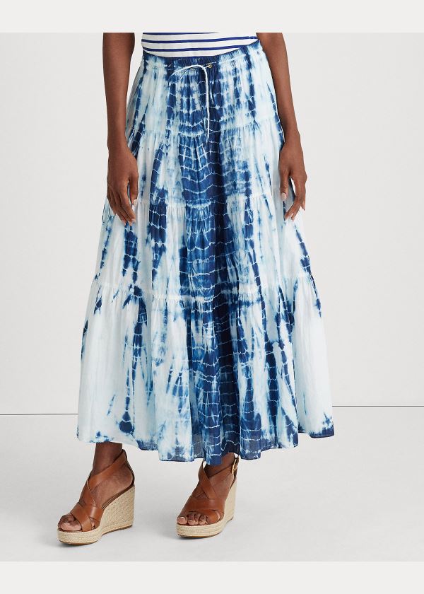 Spódnice Ralph Lauren Tie-Dye Tiered Peasant Skirt Damskie Niebieskie Kolorowe | ZLJF9256