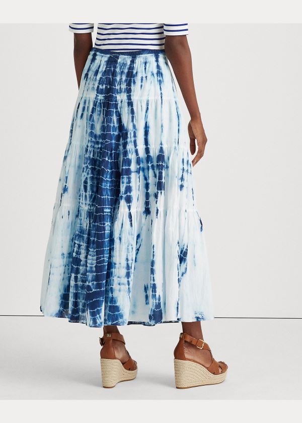 Spódnice Ralph Lauren Tie-Dye Tiered Peasant Skirt Damskie Niebieskie Kolorowe | ZLJF9256