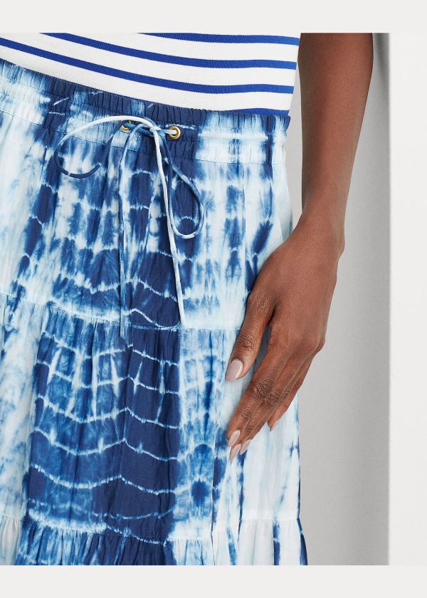 Spódnice Ralph Lauren Tie-Dye Tiered Peasant Skirt Damskie Niebieskie Kolorowe | ZLJF9256