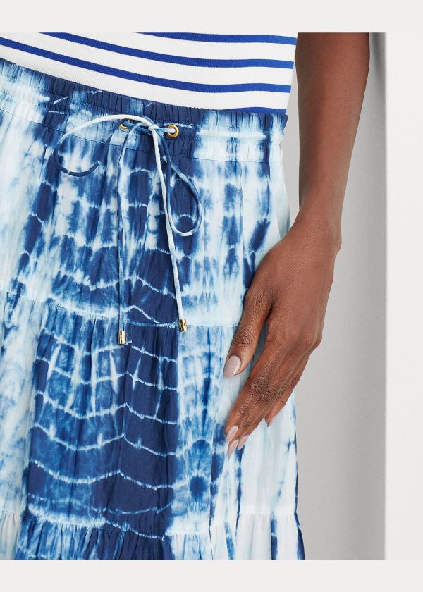 Spódnice Ralph Lauren Tie-Dye Tiered Peasant Skirt Damskie Niebieskie Kolorowe | FPOB5965