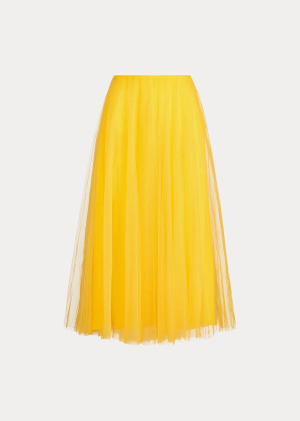 Spódnice Ralph Lauren Trivelas Pleated Tulle Skirt Damskie Żółte | RKNX6430