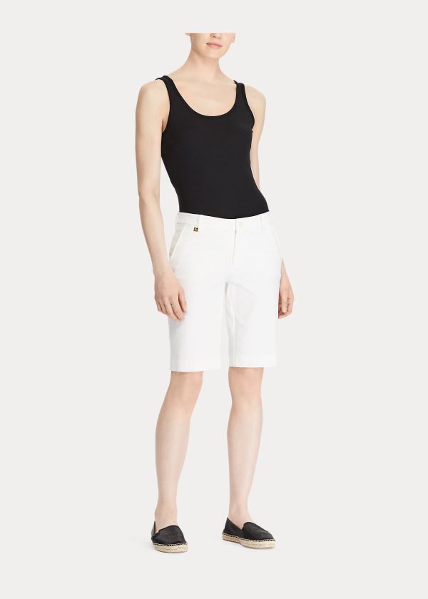 Spodenki Ralph Lauren Bi-Stretch Twill Short Damskie Białe | FANR6783