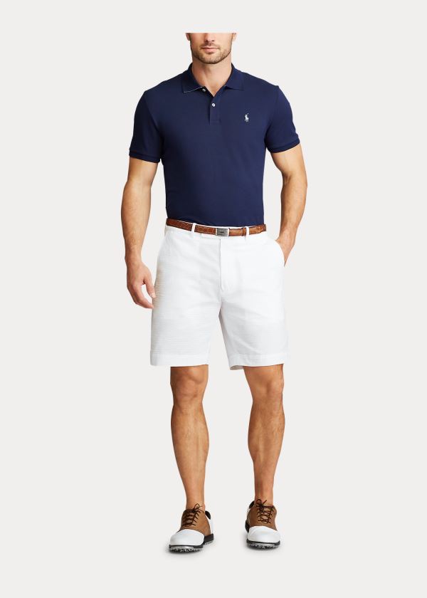 Spodenki Ralph Lauren Classic Fit Seersucker Short Męskie Białe | KBFW4520