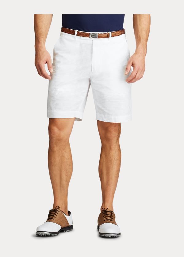 Spodenki Ralph Lauren Classic Fit Seersucker Short Męskie Białe | KBFW4520