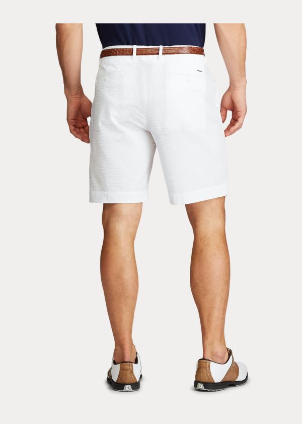 Spodenki Ralph Lauren Classic Fit Seersucker Short Męskie Białe | KBFW4520