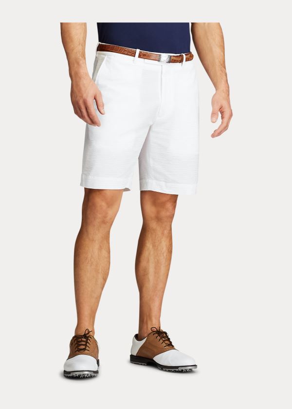 Spodenki Ralph Lauren Classic Fit Seersucker Short Męskie Białe | KBFW4520