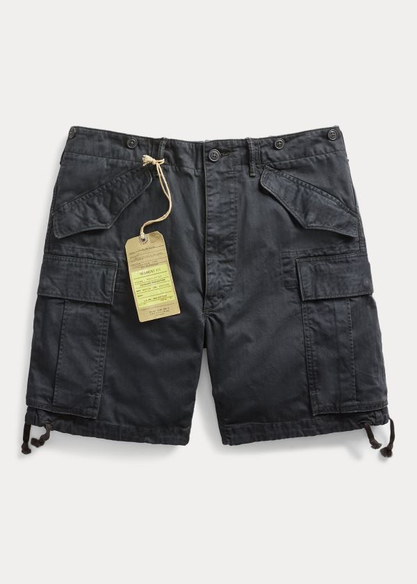 Spodenki Ralph Lauren Cotton Herringbone Cargo Short Męskie Czarne | TZJW8229