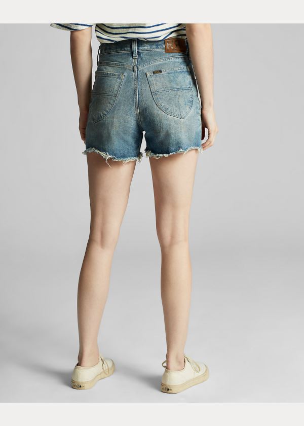 Spodenki Ralph Lauren Cutoff Denim Short Damskie Niebieskie Niebieskie | HXCL2692