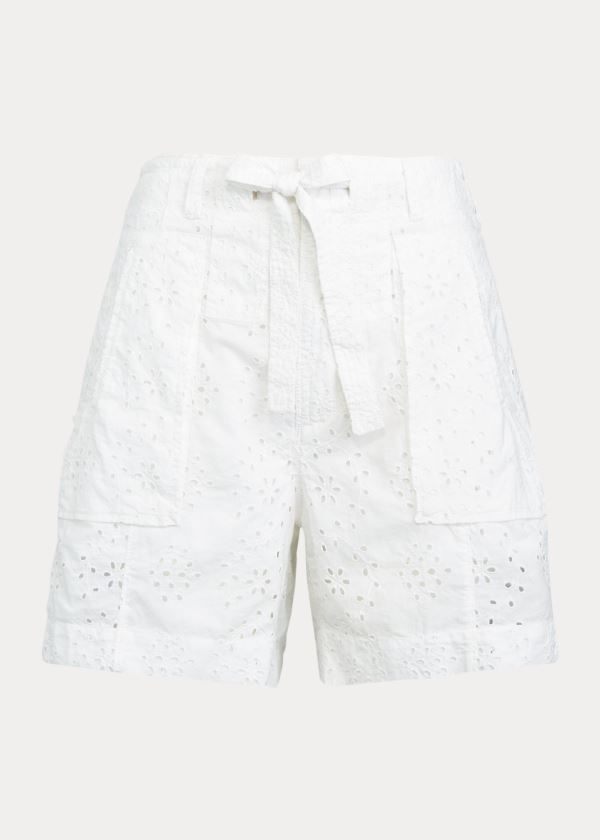 Spodenki Ralph Lauren Eyelet Cotton Short Damskie Białe | IYLS1218