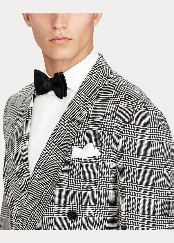 Spodenki Ralph Lauren Handmade Plaid Dinner Jacket Męskie Czarne Białe | JPMR4883