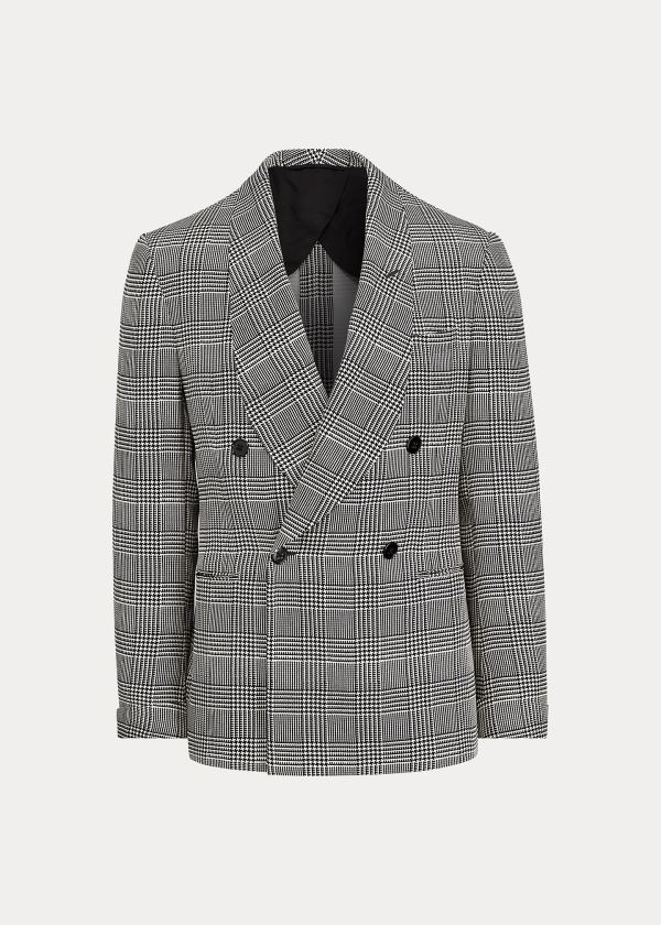 Spodenki Ralph Lauren Handmade Plaid Dinner Jacket Męskie Czarne Białe | JPMR4883