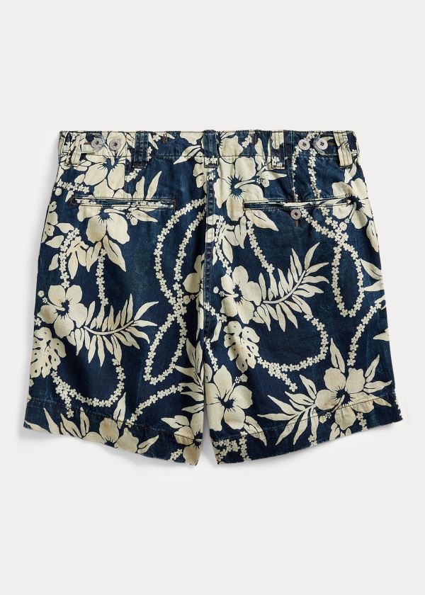 Spodenki Ralph Lauren Indigo Tropical Twill Short Męskie Granatowe Kremowe | ZLUB2266