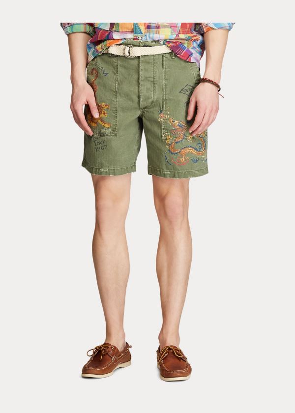 Spodenki Ralph Lauren Relaxed Fit Souvenir Short Męskie Oliwkowe | ZCYH5387