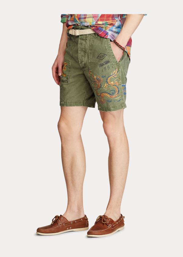 Spodenki Ralph Lauren Relaxed Fit Souvenir Short Męskie Oliwkowe | ZCYH5387