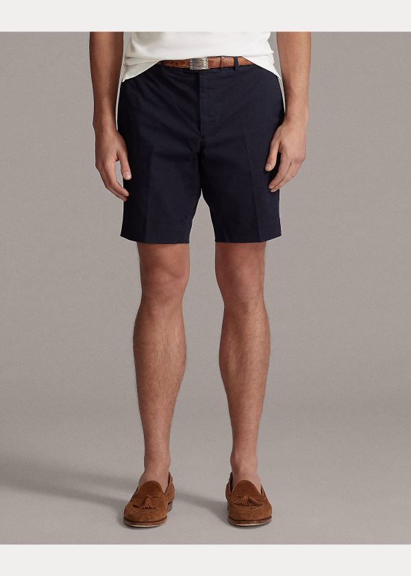 Spodenki Ralph Lauren Slim Fit Stretch Chino Short Męskie Granatowe | TECJ7407