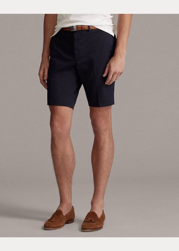 Spodenki Ralph Lauren Slim Fit Stretch Chino Short Męskie Granatowe | TECJ7407