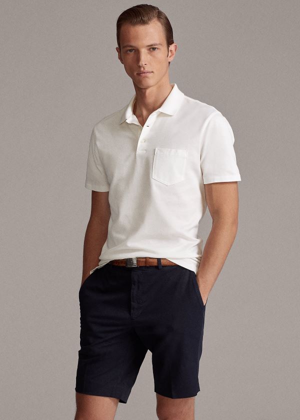 Spodenki Ralph Lauren Slim Fit Stretch Chino Short Męskie Granatowe | TECJ7407