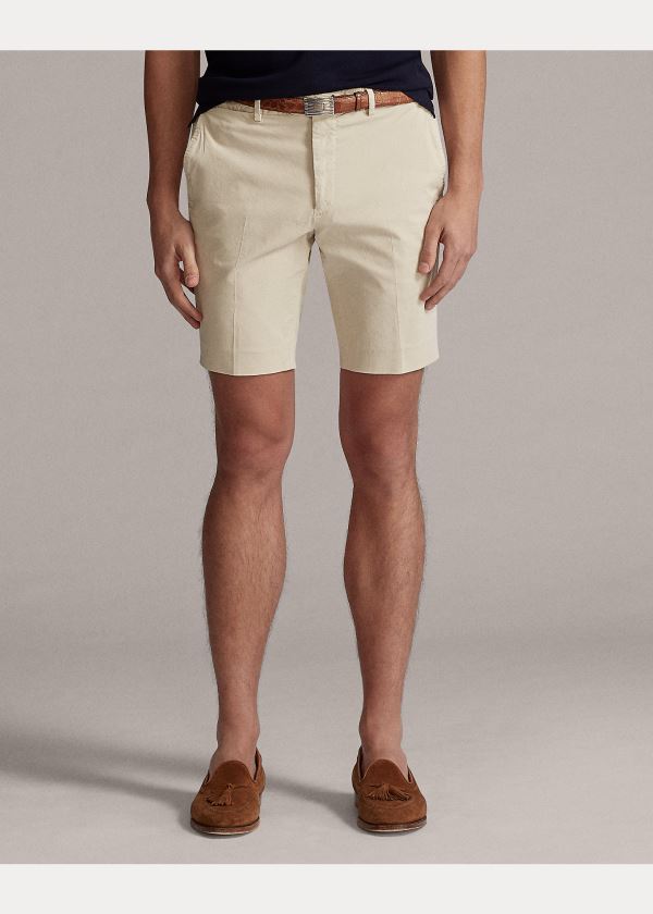 Spodenki Ralph Lauren Slim Fit Stretch Chino Short Męskie Beżowe | BAVF6149