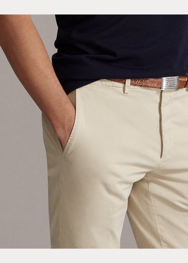 Spodenki Ralph Lauren Slim Fit Stretch Chino Short Męskie Beżowe | BAVF6149