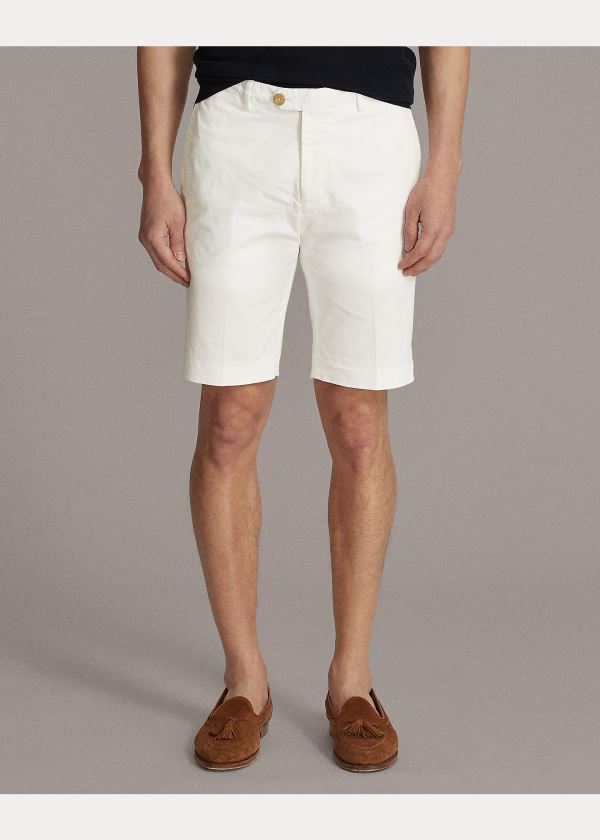 Spodenki Ralph Lauren Slim Fit Stretch Chino Short Męskie Białe | FQFJ8335